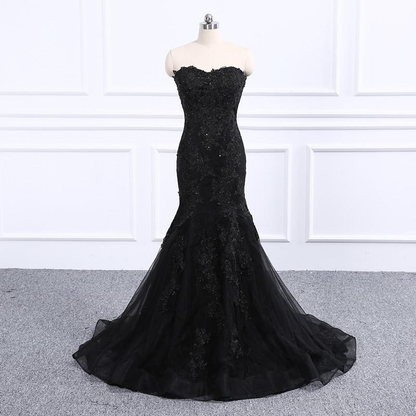 Sweetheart Neckline Black Mermaid Wedding Dress Y1776