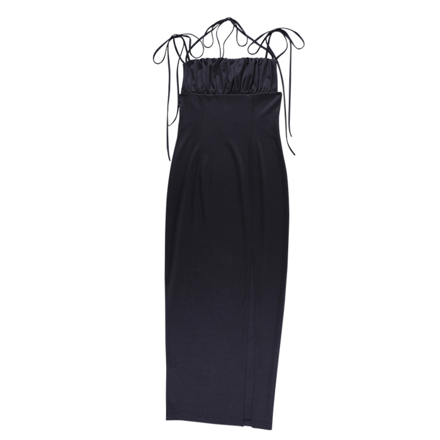 Elegant Black Spaghetti Straps Long Prom Dress With Split,Sexy Prom Gown  Y1321