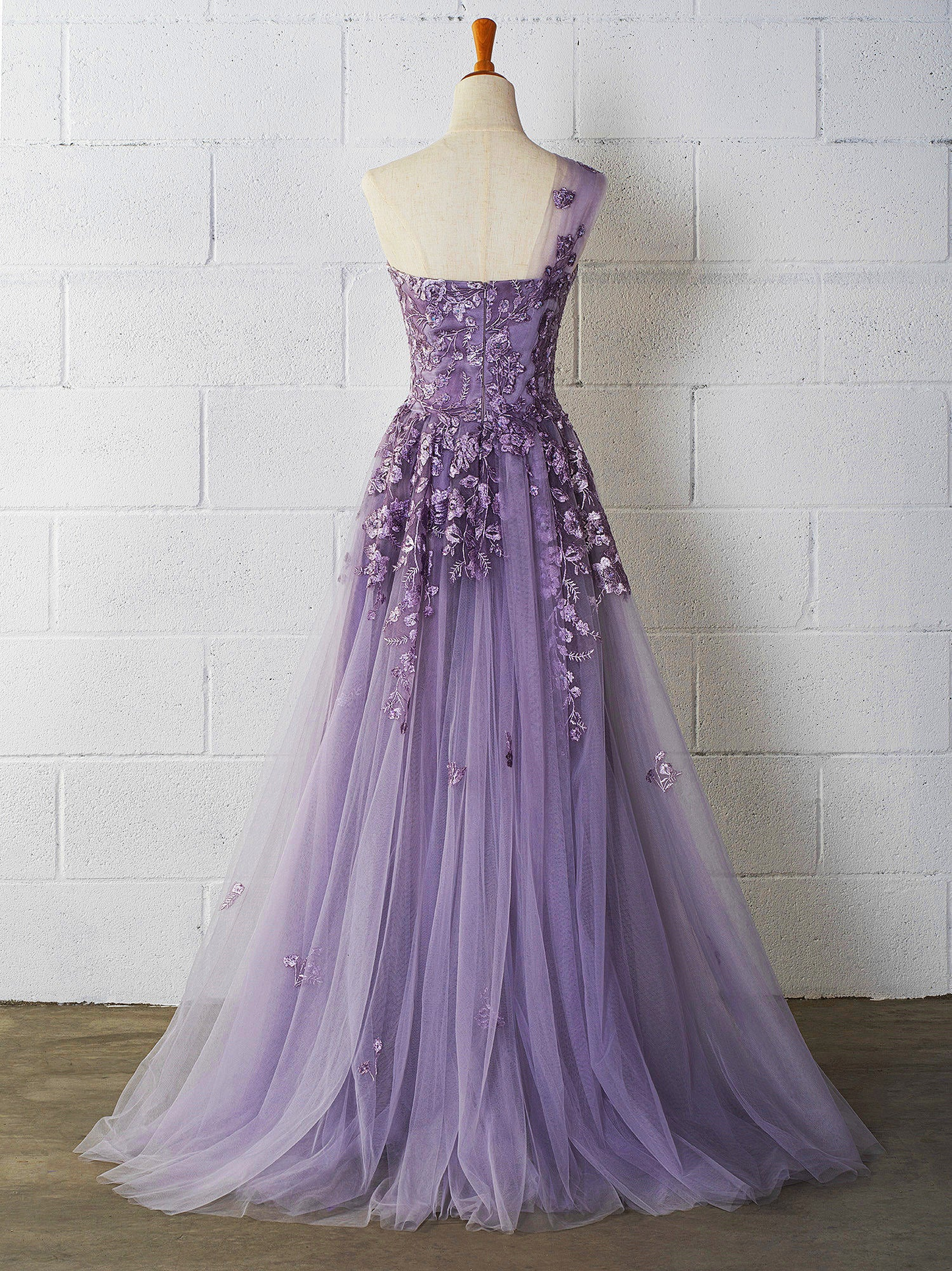 Sweetheart Tulle One Shoulder Floor Length Prom Dress Y895