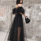 Black Tulle Long Prom Dress, Formal Dress Black Graduation Dresses Y513