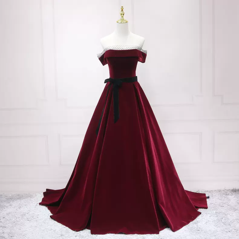 Elegant Burgundy Prom Dress Simple Prom Dress  s21