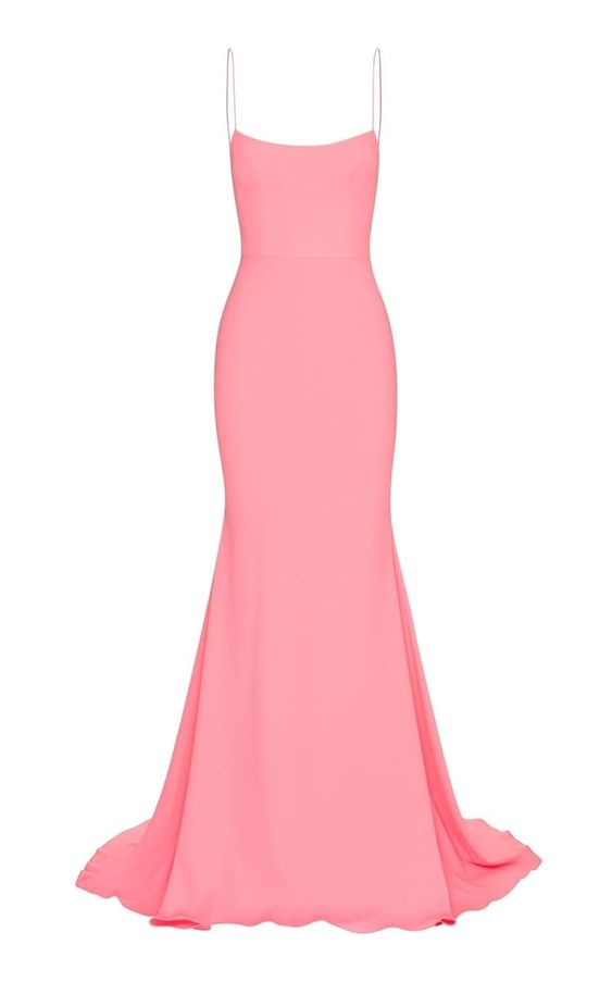 Mermaid Long Prom Dress Pink Spaghetti Straps Evening Dress Y272