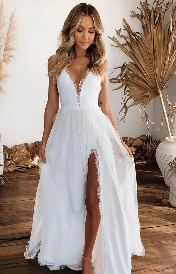 Long Prom Dresses, Cute Girl Simple Elegant Wedding Dresses Y1893