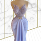 light purple prom dresses, beaded prom dresses, crystal prom dresses, sweetheart neck prom dresses, satin prom dresses Y1510