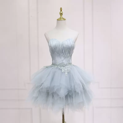 Elegant Grey Feather Short Homecoming Dress  s05