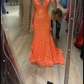Sexy Sparkly Mermaid V Neck Sequins Long Prom Dresses, Orange Evening Dresses Y1397