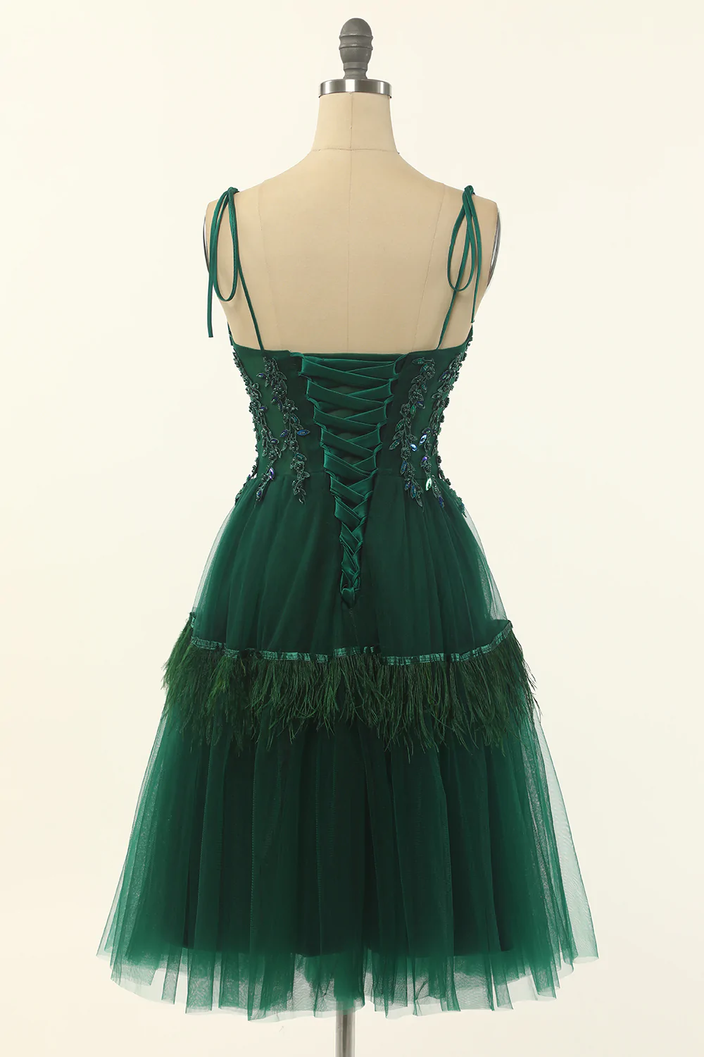 A-Line Green Tulle Above Knee Length Homecoming Dress,Party Dress Y1703