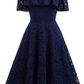 Dark Navy Lace A-line Homecoming Dress Y1160