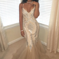 Spaghetti Straps Sparkle Sequins Prom Dress Sleeveless Mermaid Sexy Evening Gowns Y1466