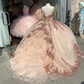 Rose Gold Sweet 16 Quinceanera Dresses Sequins Appliques Sweetheart Ball Gowns Y401
