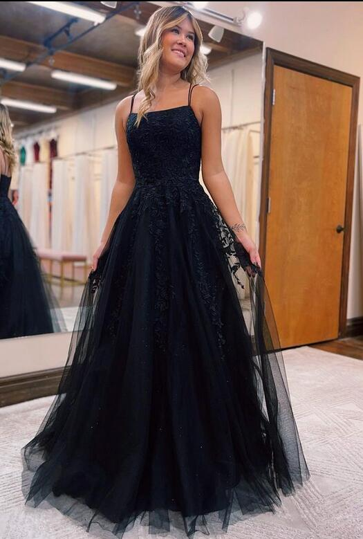 Black Long Prom Dresses,Black Graduation Dress,Black Formal Gown Y1917