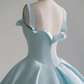 Blue Satin Long Ball Gown , Blue Sweet 16 Dress Y392