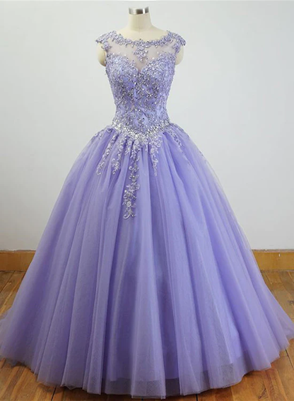 Gorgeous Quinceanera Dresses With Applique And Beading, Purple Ball Gown Y1252