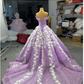 3D Flowers Lilac Sweet 15 Dress Off the Shoulder Quince Dress Luxurious Ball Gown Y906