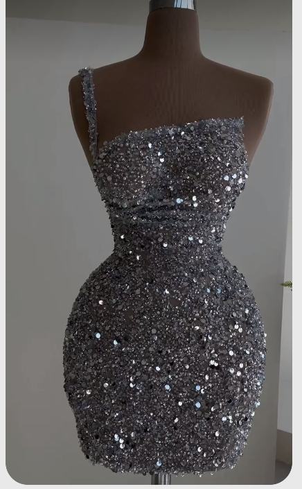 Sequin Short Homecoming Dress Silver Party Dress Y60