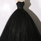 Black lace long ball gown dress A line formal dress Y1295