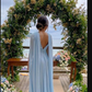 Simple Sky Blue A-line V-neck Chiffon Long Bridesmaid Dresses,Elegant Prom Dress Y1069