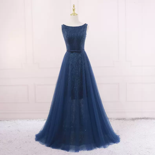 Fashion Blue Long Prom Dress A-line Prom Dress s23