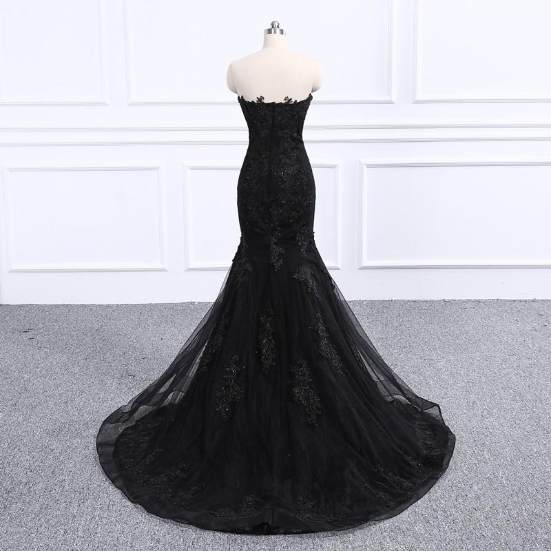 Sweetheart Neckline Black Mermaid Wedding Dress Y1776