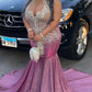 Shiny Mermaid Prom Dress With Train For Black Girls Y556
