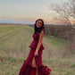 Romantic One Shoulder Vintage Prom Dress,Stunning Evening Dress Y1105