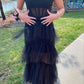 Elegant Black Spaghetti Straps Tulle Prom Dress,New Arrival Prom Dress Y1109