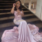 Elegant Mermaid Pink Long Evening Dress,Sexy Pink Evening Gown Y1367