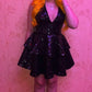 Black Sequins Deep V Neck Homecoming Dresses, Tiered Hoco Dress Y1394