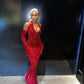 sequins prom dresses, red prom dresses, mermaid prom dresses Y1657