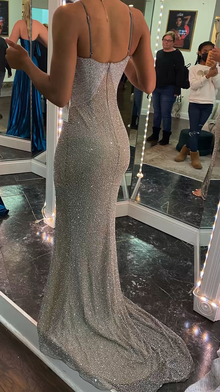 Spaghetti Straps Backless Evening Dress,Sexy Mermaid Evening Gown With Train Y1396
