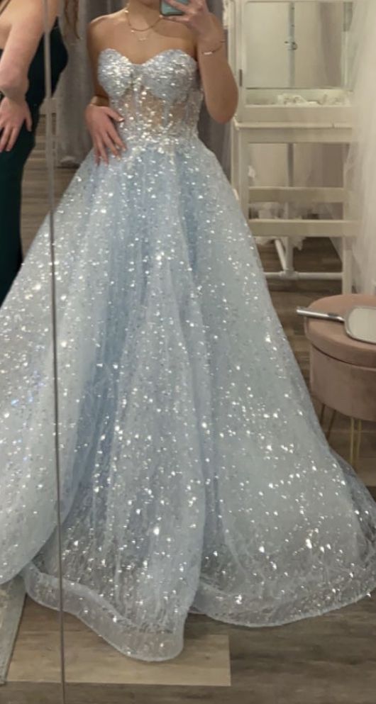 Glitter Sweetheart Long Prom Dress,Sexy A-line Evening Dress Y1391