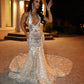 Sparkly Mermaid V-Neck Evening Dress With Train,Stunning Mermaid Evening Gown Y1373