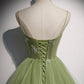 Green tulle long prom dress A line evening dress s56