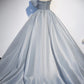 Gray tulle lace long ball gown dress formal dress s91