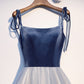 Blue velvet tulle short homecoming dress s99