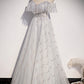 Stylish tulle sequins long A line prom dress evening dress s71