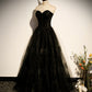 Black tulle long A line prom dress black evening dress s68