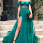 Elegant Off The Shoulder Tulle Prom Dress, Charming Evening Dress Y1901
