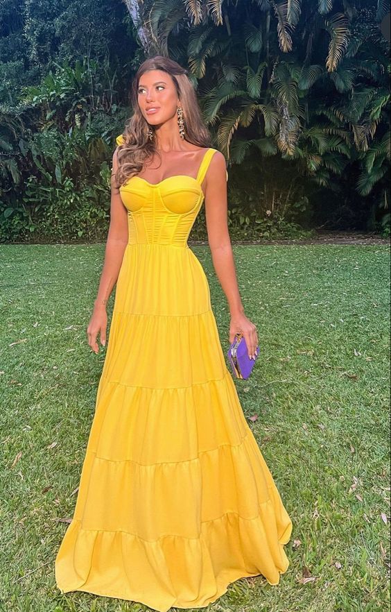 Long Prom Dresses Yellow Long Evening Gowns Formal Dress Y1880