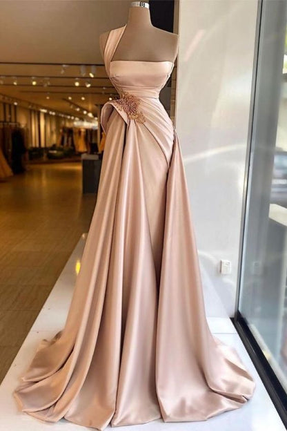 Glamorous Satin Sleeveless Prom Dress Beaded Slim Fit Party Dress Y794