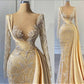 Elegant Hot Yellow Applique Long Sleeves Wedding Dresses Women Formal Pageant Dress Y899