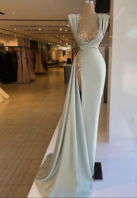 Long Prom Dresses Saudi Arabia Sleeveless Satin Evening Gowns Y909