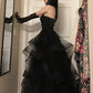 Black Layered Tulle Ruffle Prom Dresses for Women Y1135
