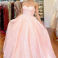 Princess Pink Spaghetti Straps Winter Formal Dress,A-line Pink Prom Dress Y914