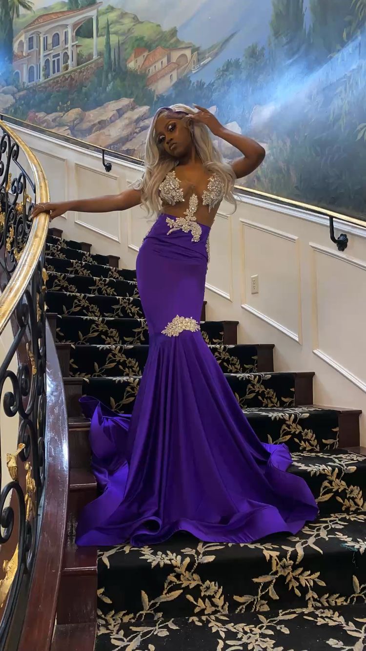 Sexy Purple Mermaid Prom Dress,Charming Evening Dress  Y1708