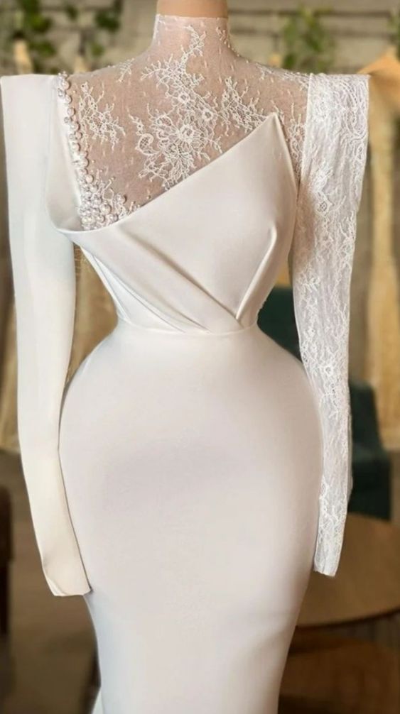 Chic White Long Wedding Dress Elegant Bridal Dress Y1743