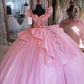 Pink 3D Flowers Quinceanera Dress Princess Dress Ball Gown Y597