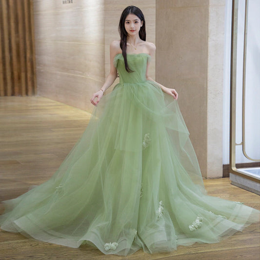 Beautiful Light Green Princess Tulle Long Evening Formal Dress, Light Green Prom Dresses Y622