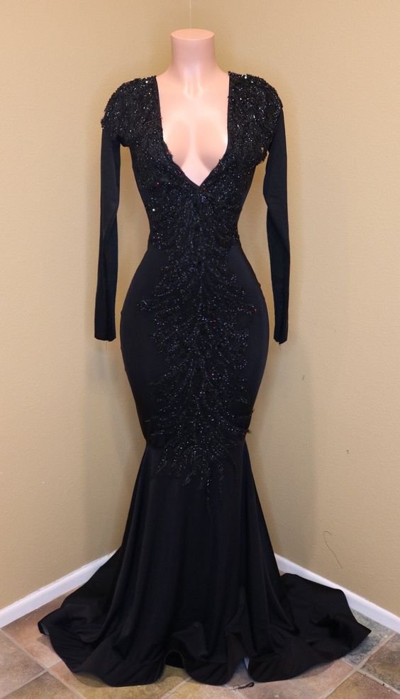 Exquisite V-neck Sequined Mermaid Prom Dress Y565