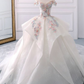 Stunning Off The Shoulder Flower Ball Gown Lace Wedding Dress Y1145